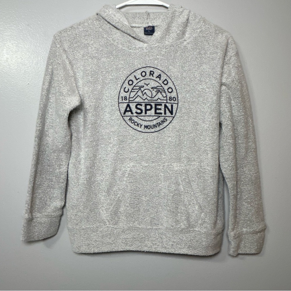 ASPEN Colorado Gray Crewneck Sweatshirt Hoodie Terry‎ Cloth Comfy Pockets Sz Lg
